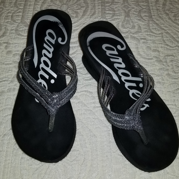 candies bling wedge flip flops